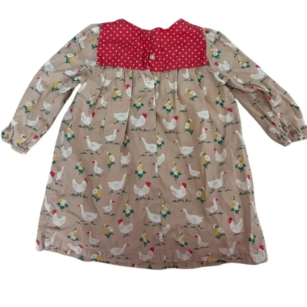 Baby Girl Boden Chicken and Duck Dress Size 12-18 Months